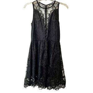 For Love and Lemons Mini Dress With Sexy Sheer Lace & Mesh front Panel S